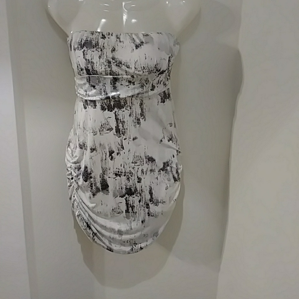 White and silver Abstract Design Dress
